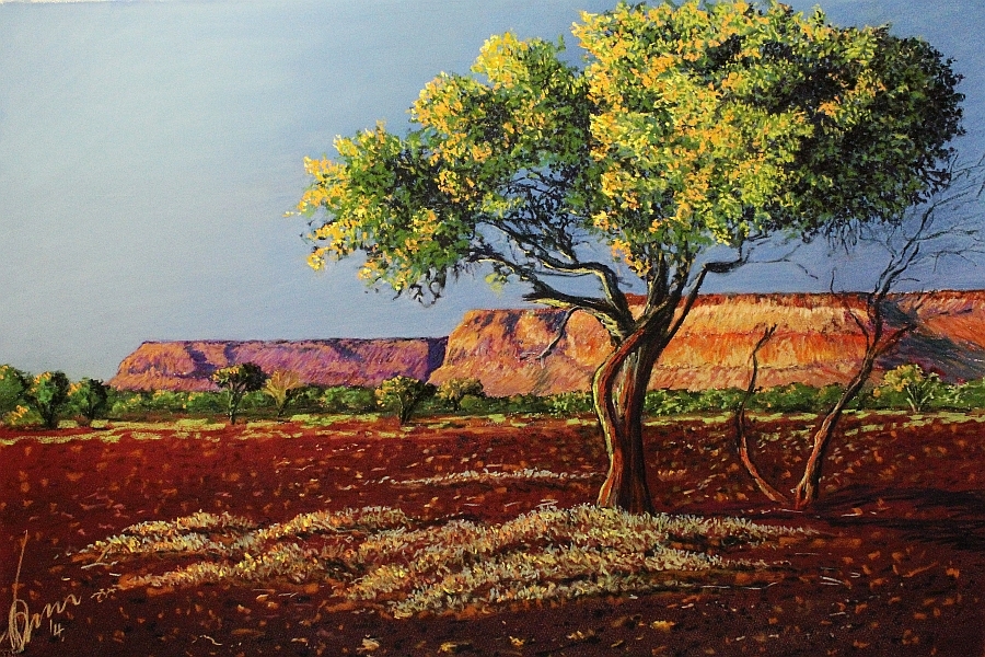 Goldern Morning, Kennedy Ranges National Park, Upper Gascoyne, Western Australia, Pastel Artwork, John Darcey, Pindan, Red Centre