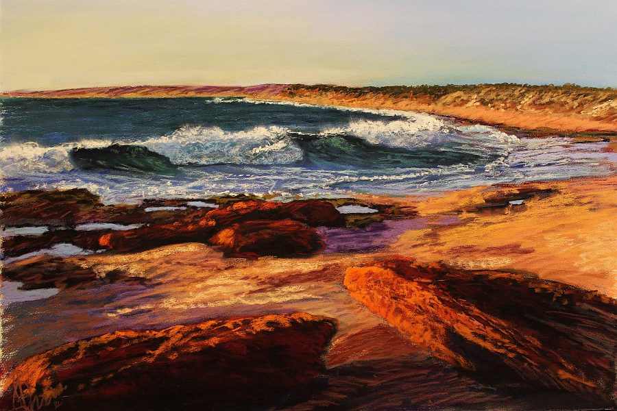 Jacques, Jacques Bay, Kalbarri, Western Australia, Pastel Artwork, John Darcey, Pindan, Red Centre